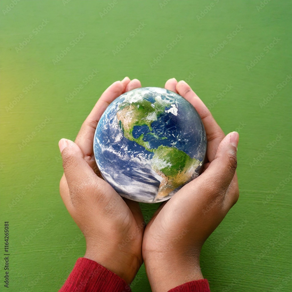 hands holding earth on green background. Save and protection Earth. hands holding earth on green background. Save and protection Earth.
