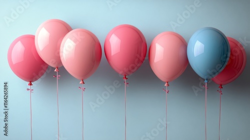 Colorful balloons floating in a dreamy background with soft clouds