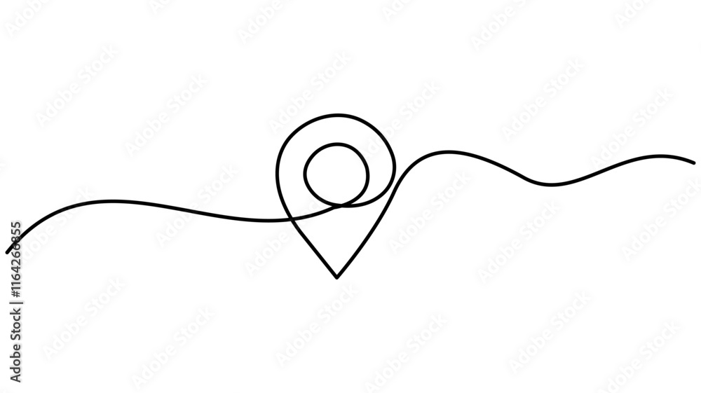 Fototapeta premium Minimalist location icon continuous one-line drawing vector illustration