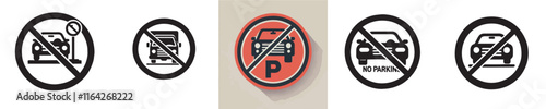 Vector collection of no parking car symbols