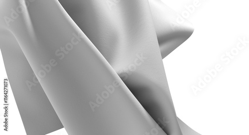 A white fabric drapes and flows with soft shadows, creating an abstract background.