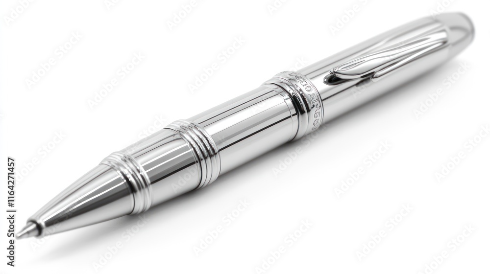 A sleek silver pen designed for writing and professional use. A sleek silver pen designed for writing and professional use.