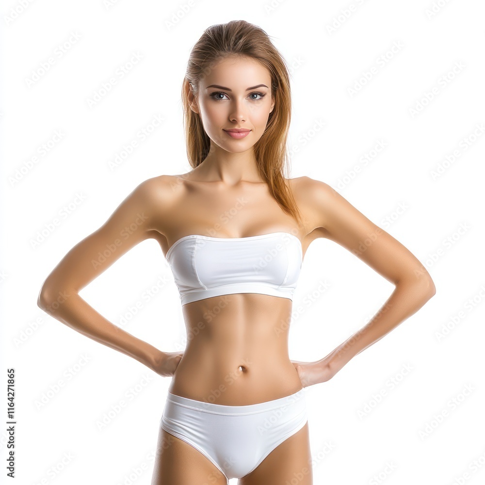 Young slim healthy and beautiful woman Isolated on White Background Generative AI Young slim healthy and beautiful woman Isolated on White Background Generative AI