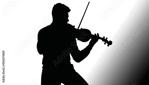 Silhouette of a man playing the violin against a light background
