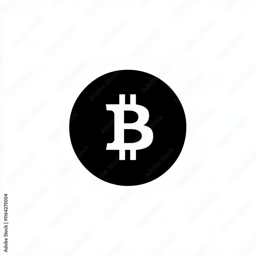 Minimalistic representation of the Bitcoin cryptocurrency symbol in black and white. Minimalistic representation of the Bitcoin cryptocurrency symbol in black and white.
