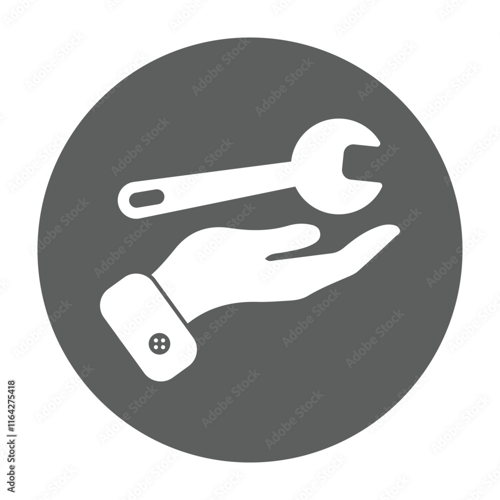 Service Hand and Support Tools Icon - Black Vector Graphics Service Hand and Support Tools Icon - Black Vector Graphics