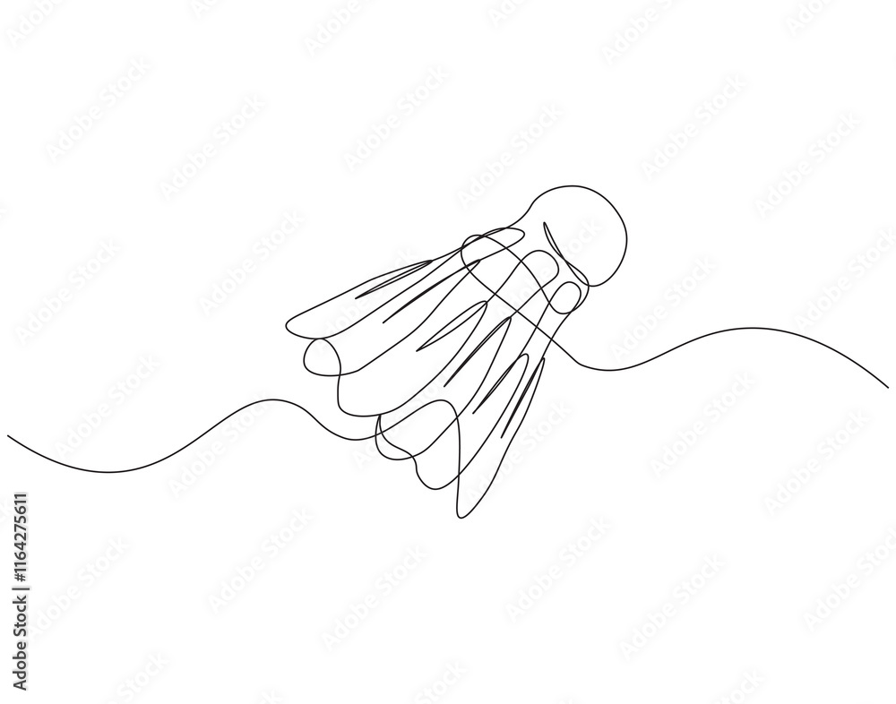 Obraz premium Continuous one line drawing of shuttlecock. One line drawing illustration of shuttlecock. Badminton sport equipment concept single line. Editable outline