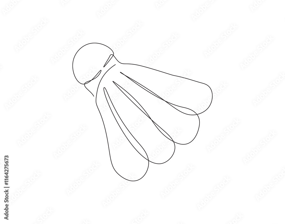 Continuous one line drawing of shuttlecock. One line drawing illustration of shuttlecock. Badminton sport equipment concept single line. Editable outline