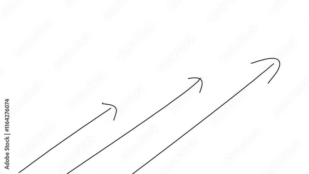hand drawn three arrows going up animation on white background video