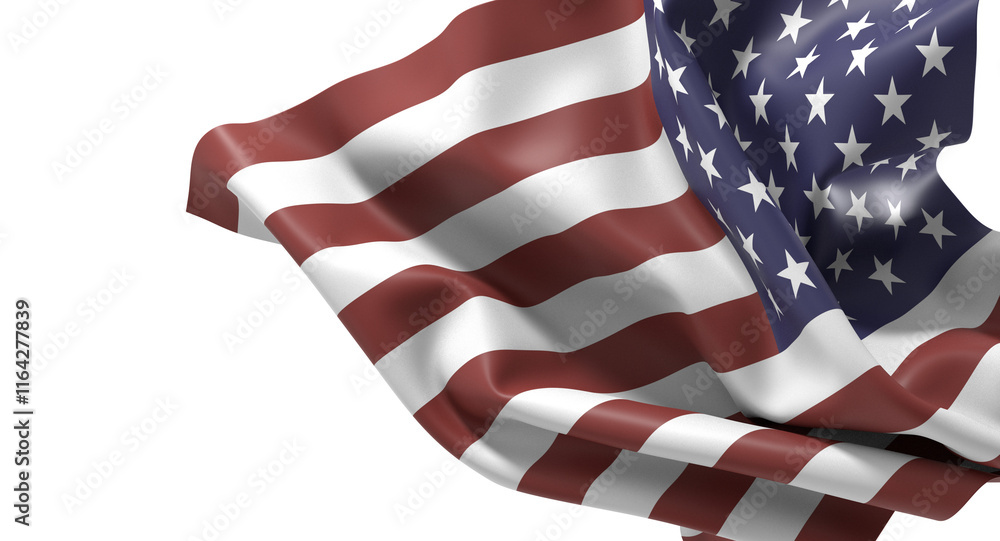 Obraz premium Waving American Flag Isolated on White Background