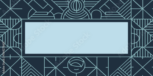 Flat art decoration vector blue design background. Geometric style