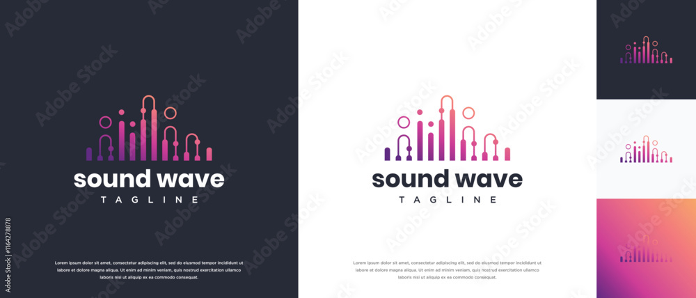 Sound wave logo design template. Music audio wave logo design vector icon Sound wave logo design template. Music audio wave logo design vector icon