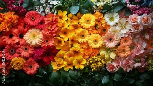 Vibrant floral arrangement showcasing a spectrum of colors in a creative display