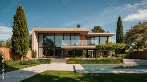 Stylish Modern Residence with Expansive Lawn and Lush Garden