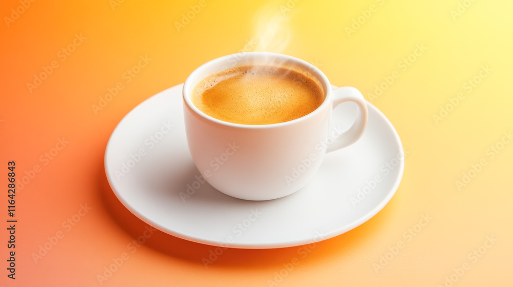 Steaming hot coffee cup on gradient background Steaming hot coffee cup on gradient background