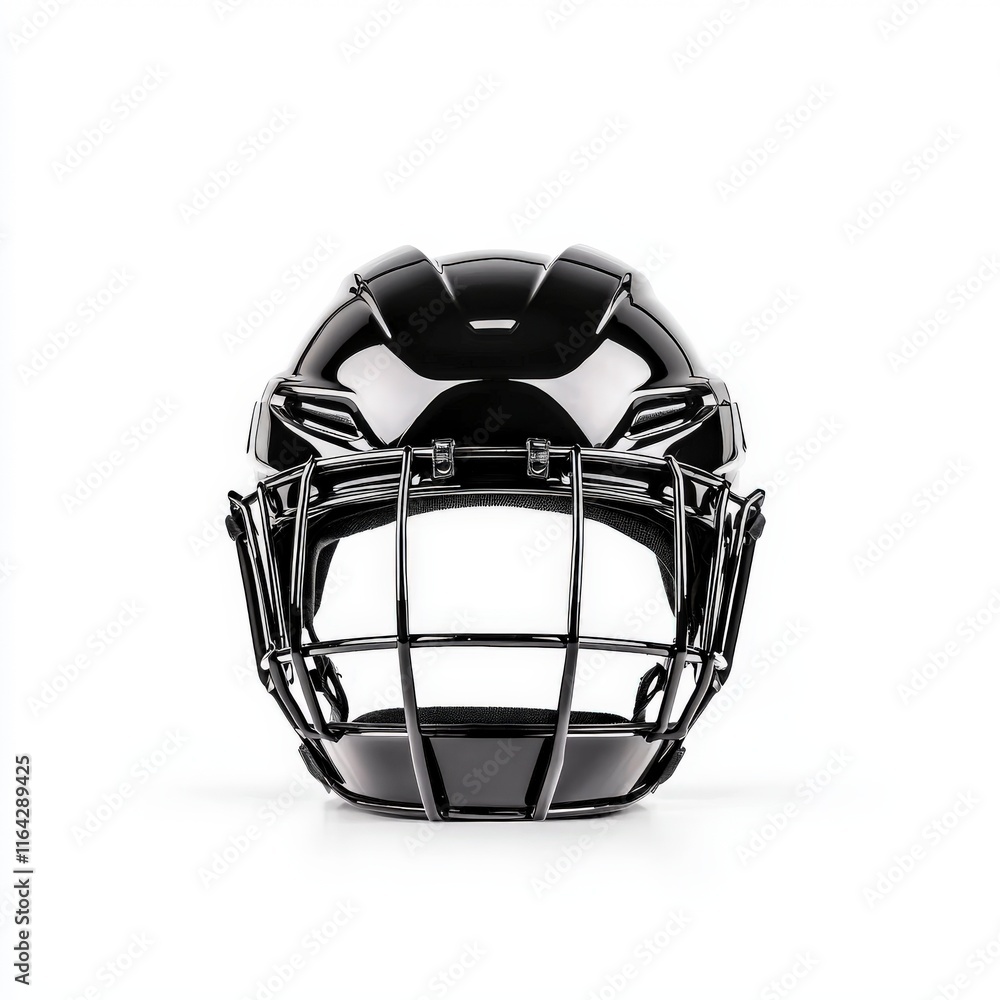 A sleek black hockey helmet designed for maximum protection and performance during intense games and activities. A sleek black hockey helmet designed for maximum protection and performance during intense games and activities.