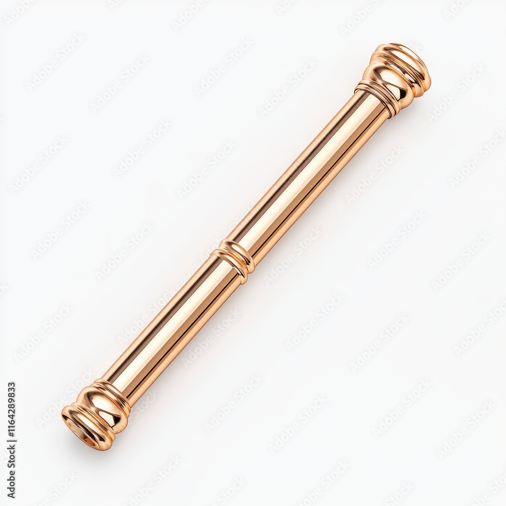 A sleek, golden, elongated object with intricate detailing, perfect for design elements or decorative purposes.