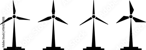Windmill icon set. Air energy concept. Ecology, alternative renewable energy, green, electricity, recycle, save the planet. Vector illustration