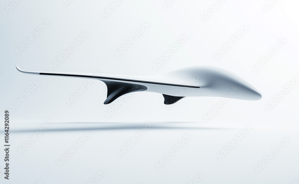 A futuristic concept jet with an ultra-sleek design on a white background, emphasizing innovation and advanced aviation technology.