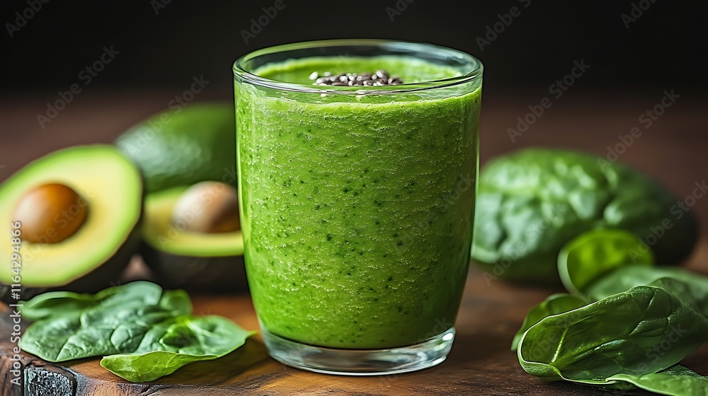 Refreshing Green Smoothie with Avocado and Spinach Refreshing Green Smoothie with Avocado and Spinach