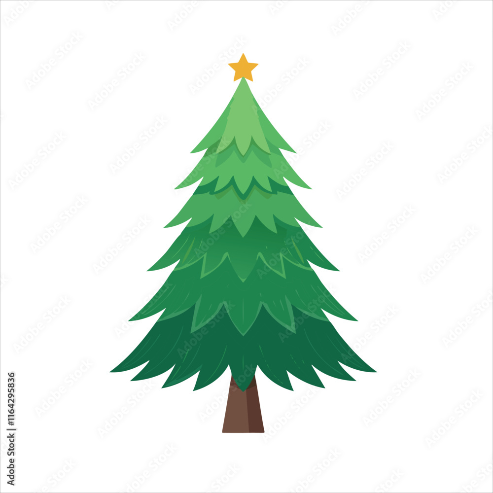 Obraz premium Green minimalistic Christmas tree logo. Vector simple isolated illustration.
