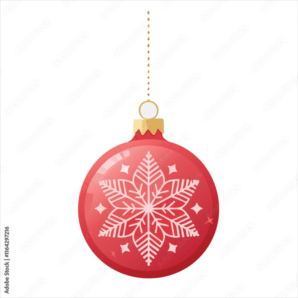 Christmas decorations simple vector design, isolated on white background, with Christmas tree balls with ornament, vector illustration.