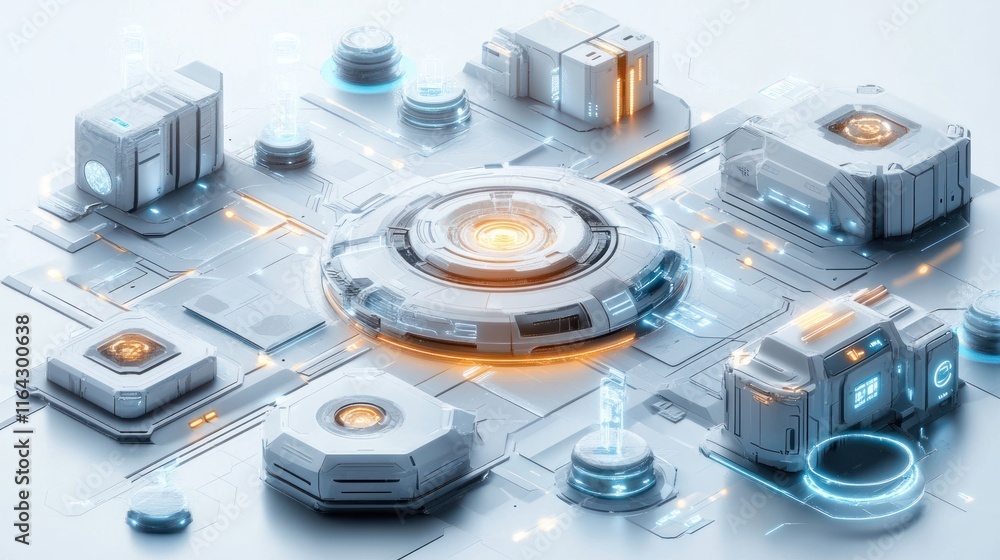 Futuristic technology network, interconnected devices, digital infrastructure. Futuristic technology network, interconnected devices, digital infrastructure.