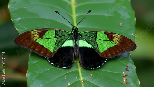 Amazon rainforest butterfly - Green-banded urania - Urania leilus - Republic of Ecuador photo