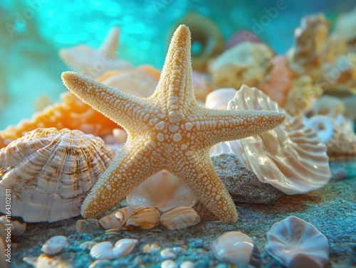 Starfish on shells photo