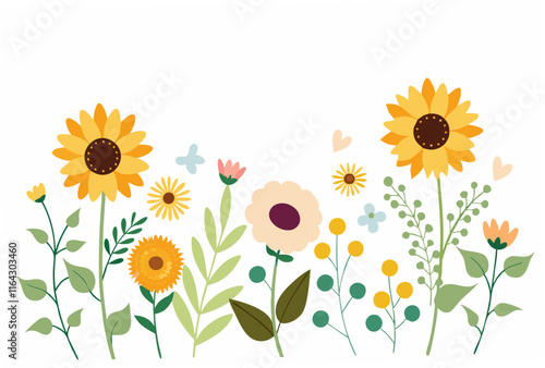 sunflowers and butterflies