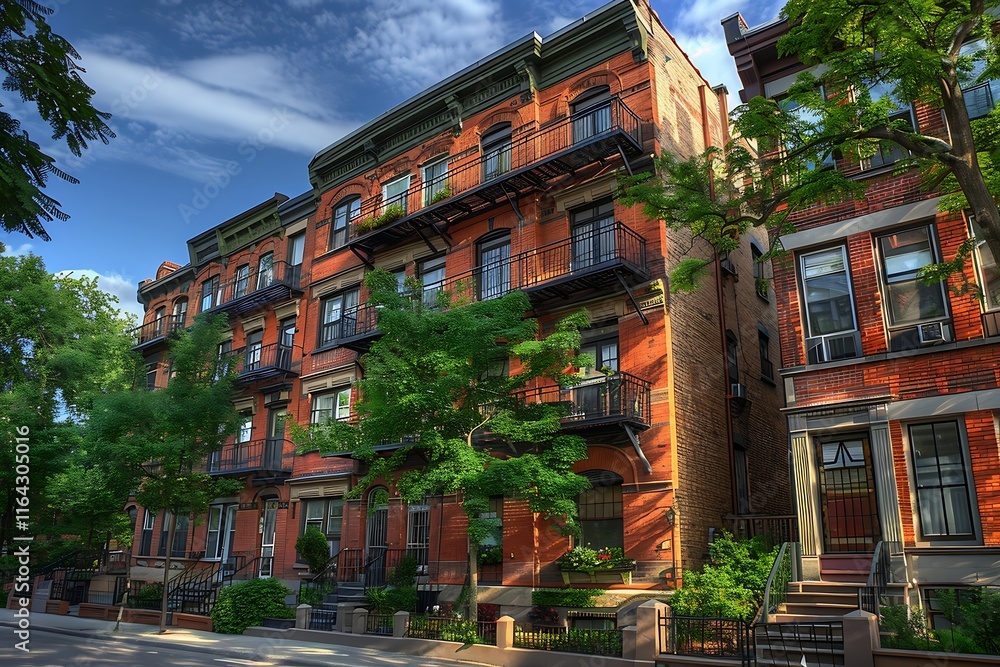 Fototapeta premium Modern apartment buildings at sunset. 3d rendering,