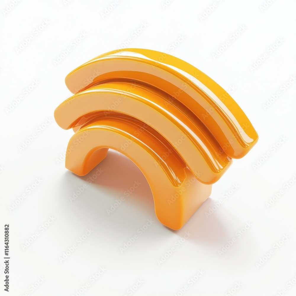 Obraz premium A vibrant, glossy orange wireless signal icon, symbolizing connectivity and technology.
