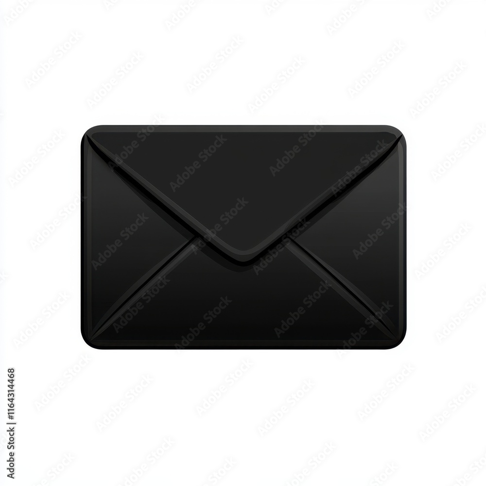A sleek black envelope icon, symbolizing communication and digital messaging. A sleek black envelope icon, symbolizing communication and digital messaging.