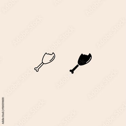 Fried chicken, chicken thighs icon flat vector design.