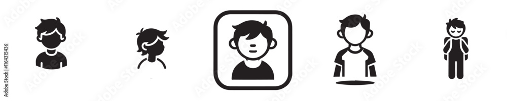 Vector collection of icons of a little boy Vector collection of icons of a little boy