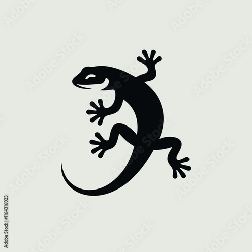 Black gecko silhouette on light background