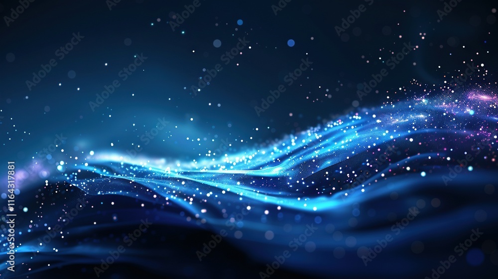 Dark blue background with wave of light rising from top and stars shining below Dark blue background with wave of light rising from top and stars shining below