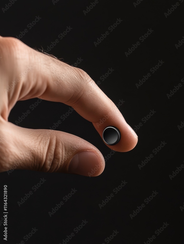 Close up of male finger turning on slider button on black background. Confidence and success concept Close up of male finger turning on slider button on black background. Confidence and success concept