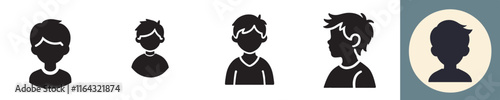 Vector collection of icons of a little boy