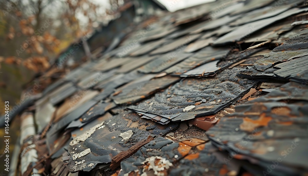 Old shingles on the roof of a house in the village Old shingles on the roof of a house in the village