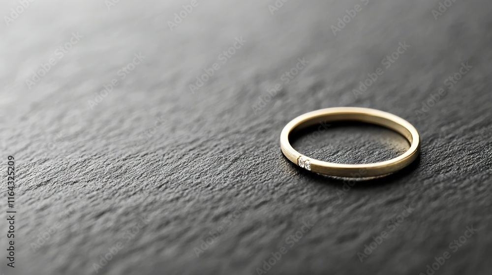 Gold wedding ring on black surface with light coming from above Gold wedding ring on black surface with light coming from above