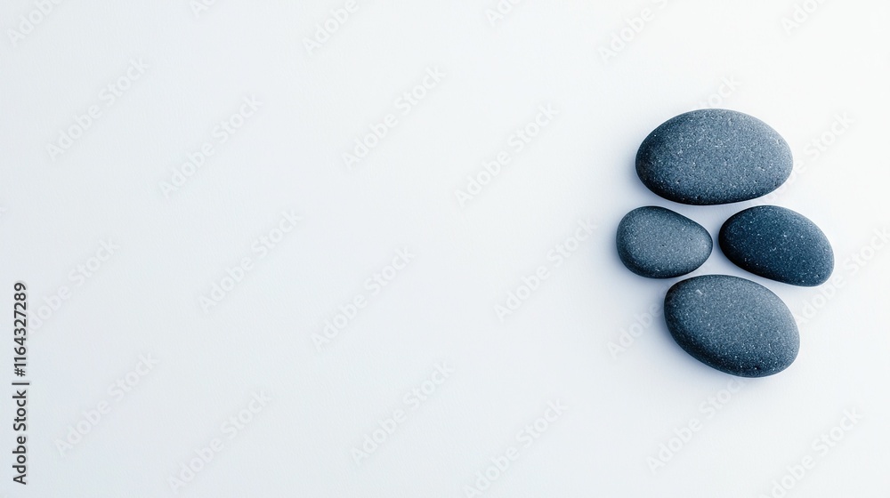 A trio of stones rests atop a white table, near a bottle of water A trio of stones rests atop a white table, near a bottle of water