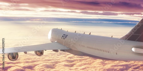 Flight Plane Travel over Clouds Fiji
