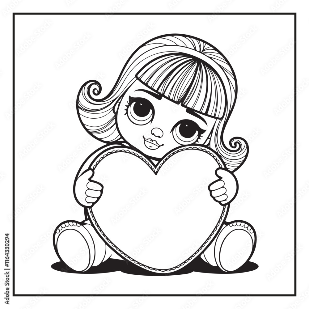 Obraz premium Bold and Easy Valentine's Day Coloring Page For Kids and Adults