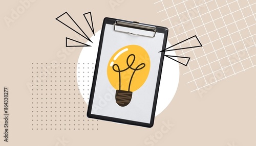 Collage on the theme of idea. An idea for a successful business. A win-win strategy plan. The team comes up with a plan of action. business plan. collage. work. office. light bulb. idea.