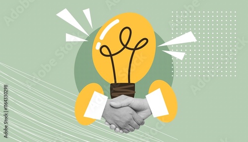 Collage on the theme of idea. An idea for a successful business. A win-win strategy plan. The team comes up with a plan of action. business plan. collage. work. office. light bulb. idea.