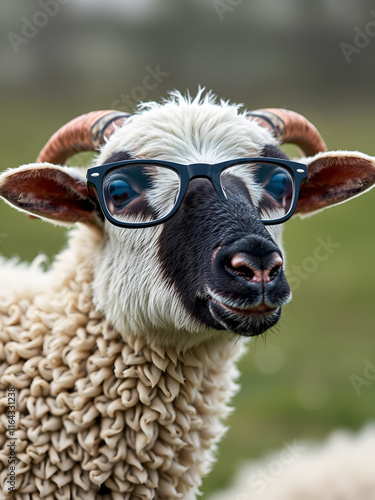 Sheep lamb glasses portrait animal. photo