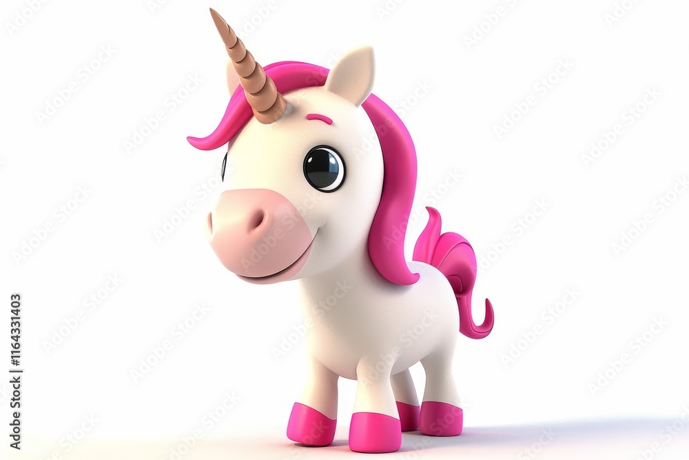 Cute cartoon unicorn with pink mane Cute cartoon unicorn with pink mane