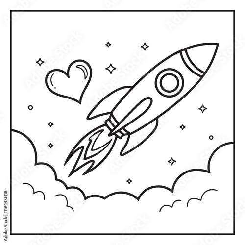 Bold and Easy Valentine's Day Coloring Page for Kids and Adults