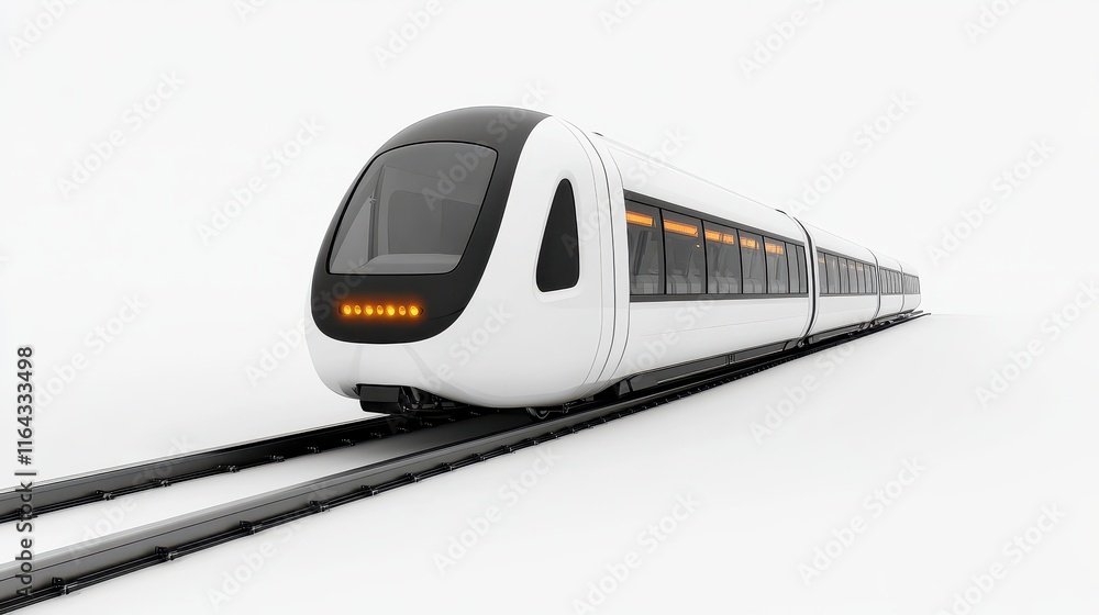 Naklejka premium Futuristic Monorail Station Design on White Background